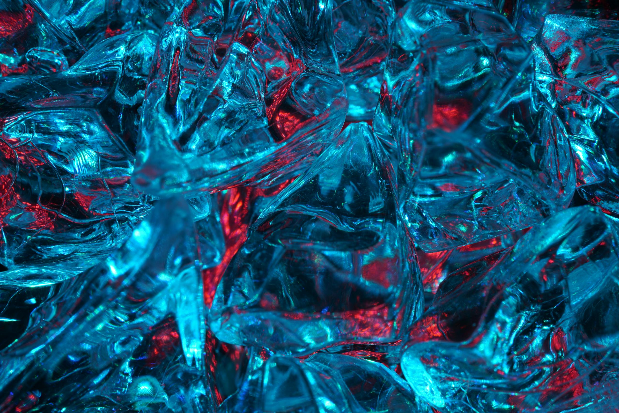 Crystalline blue and red ice