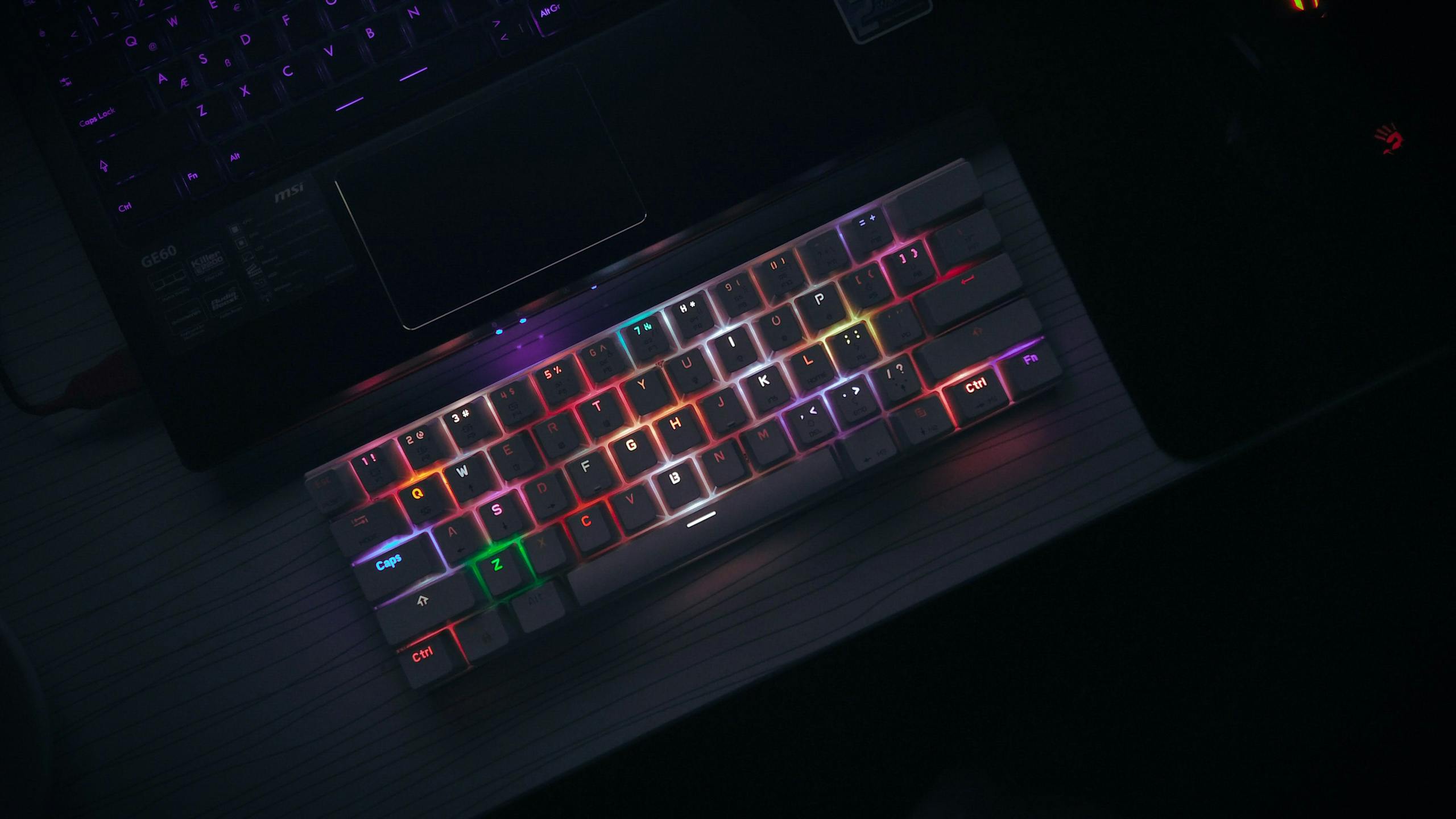 Keyboard with rainbow lighting