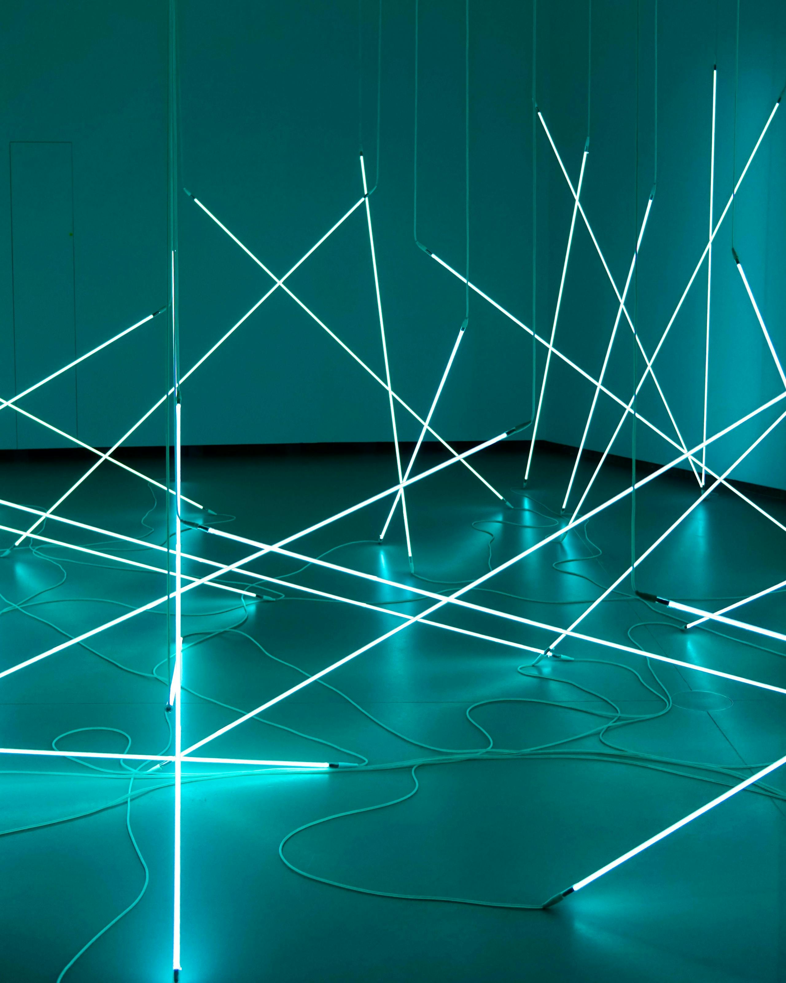 Neon lights in an art installation